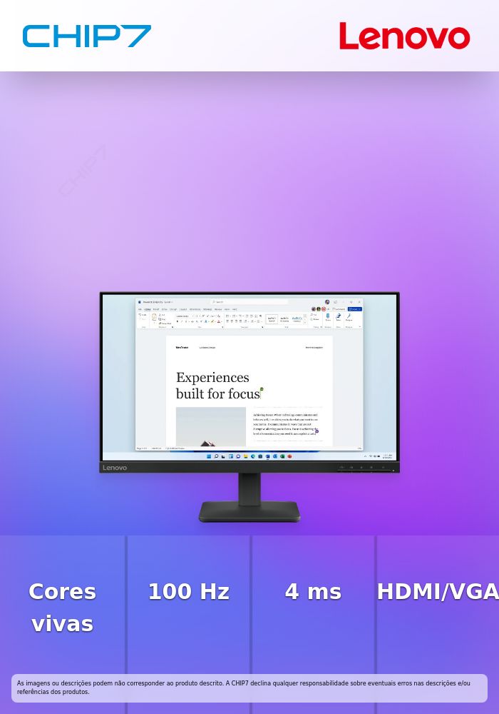 L24-4e - 27'' inch FHD Monitor (IPS Panel, 100 Hz, 4ms, HDMI, VGA) - Tilt Stand