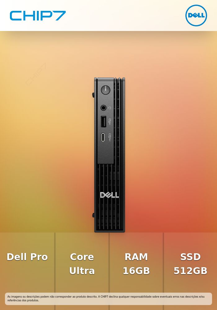 DELL PRO MICRO QCM1250 U5-235T 16GB 512GB SSD W11 PRO 1Y