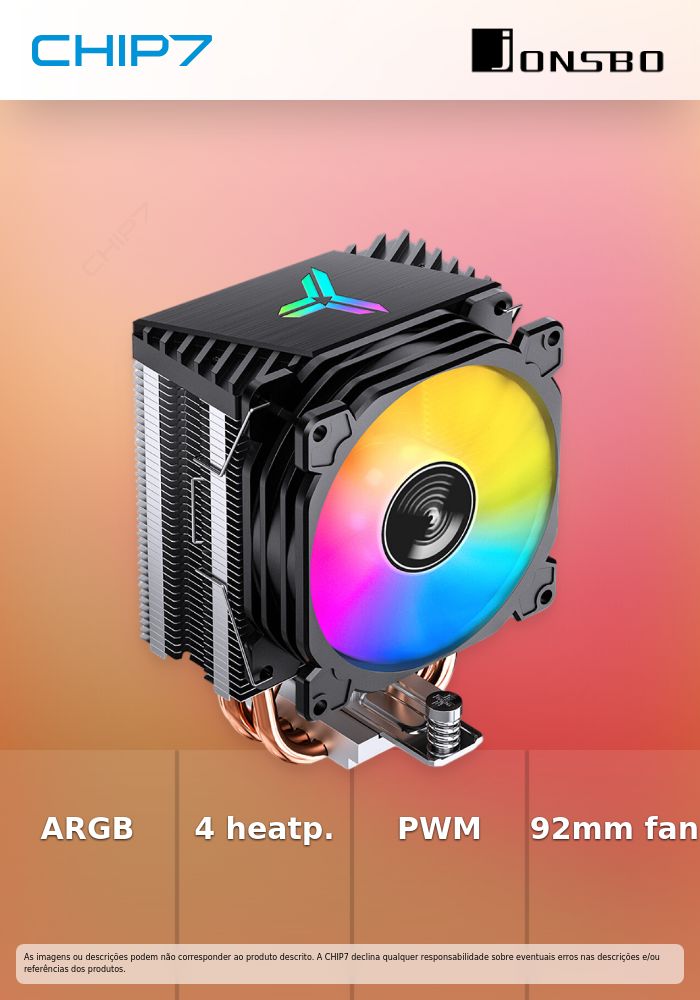 Cooler CPU Jonsbo CR-1400E ARGB Preto - 92mm