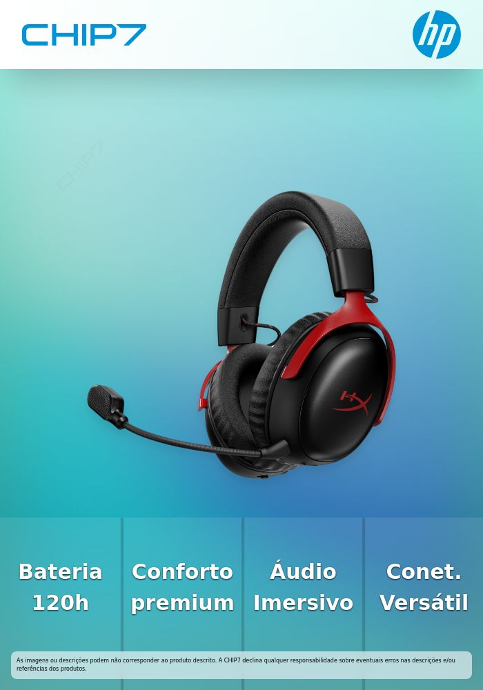 Headset Wireless HyperX Cloud III S Gaming Preto/Vermelho