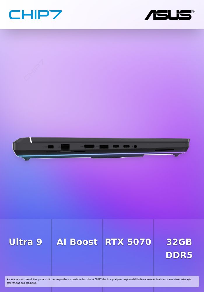 Portátil ASUS ROG - Intel Core Ultra 9 275HX / NVIDIA RTX 5070 TI 12GB / 32GB RAM / 1TB SSD / 16