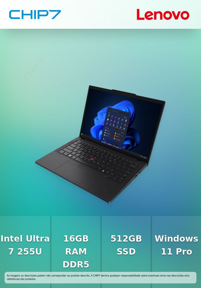 Portátil Profissional Lenovo ThinkPad T14 Gen 6 – Intel Core Ultra 7 255U / 16GB RAM / 512GB SSD / 14