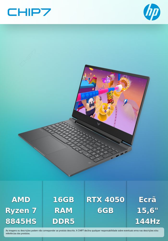 Portátil Gaming HP Victus 15-FB3007NP – Ryzen 7 8845HS / RTX 4050