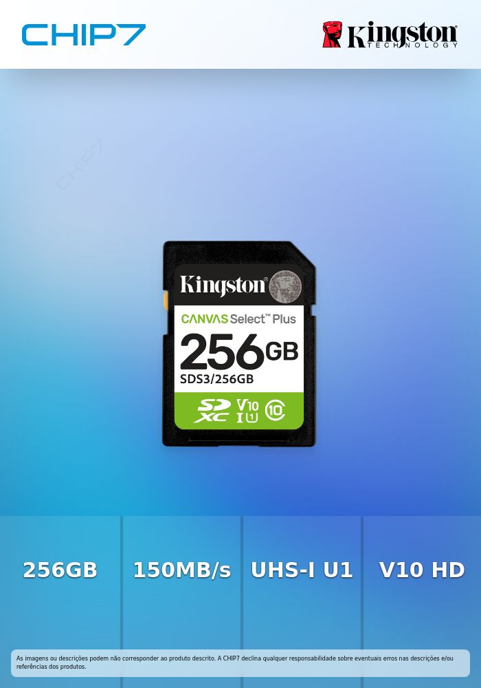 256GB SDXC Canvas Select Plus Gen3 150MB/s C10 UHS-I U1 V10