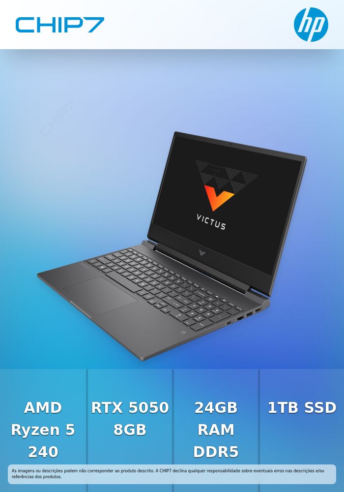 Portátil HP - AMD Ryzen 5 240 / RTX 5050 8GB / 24GB RAM / 1TB SSD / 15.6