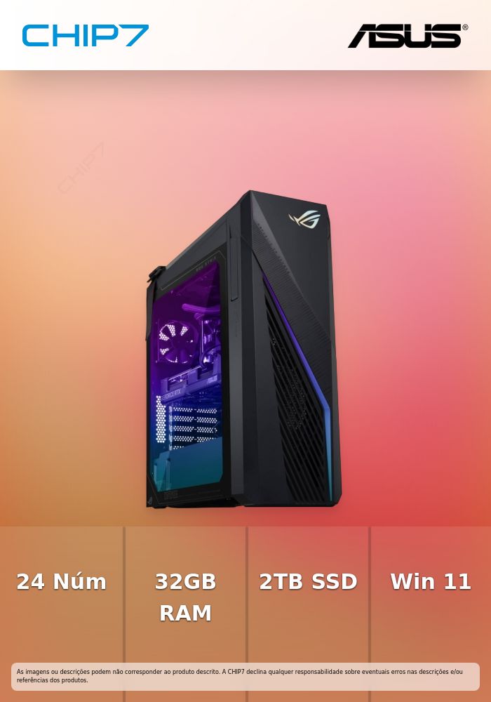 Computador Desktop ASUS - Intel I9 14900KF / 32GB RAM / 2TB SSD / Windows 11 Home - ROG Strix G16CHR