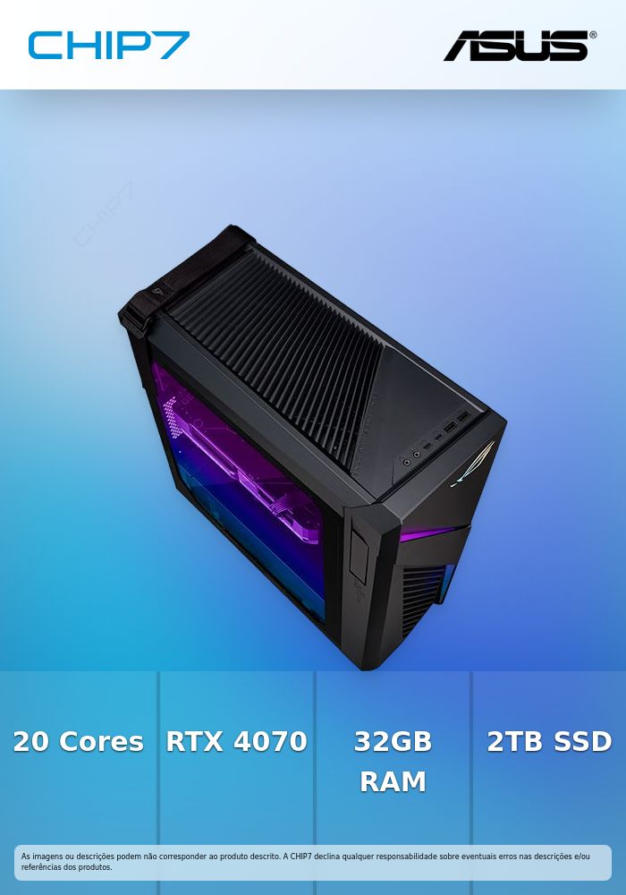 Computador Desktop ASUS - Intel I7 14700KF / 32GB RAM / 2TB SSD / Windows 11 Home - ROG Strix G16CHR