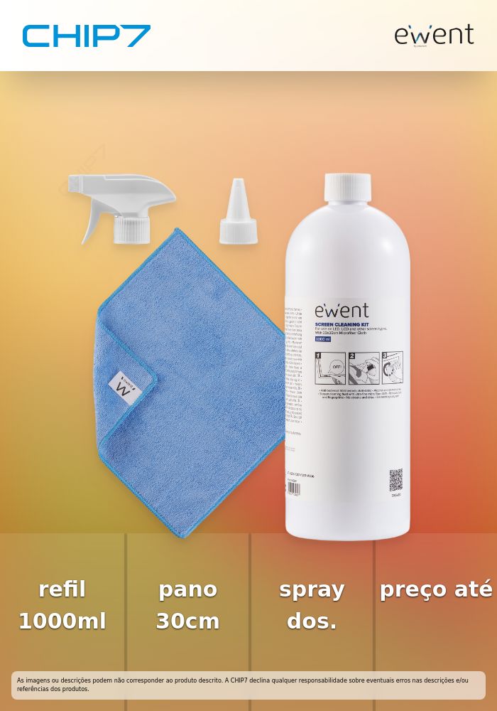 Universal Refill cleaning set spray 1000ml + cloth 30x30cm with dosing spray (Refill for EW5668/EW5671/EW5678) » preço válido até nova comunicação
