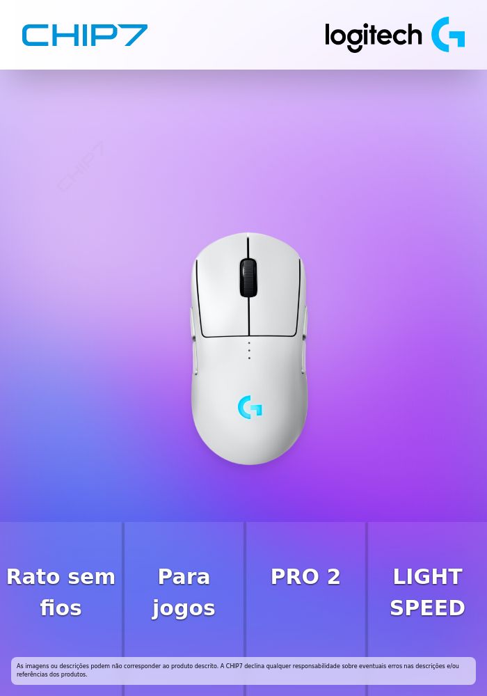Logitech G PRO 2 - Rato - gaming - destros e canhotos - óptico - 8 botões - sem fios, com cabo - 2.4 GHz, USB - recetor USB Logitech LIGHTSPEED - branco
