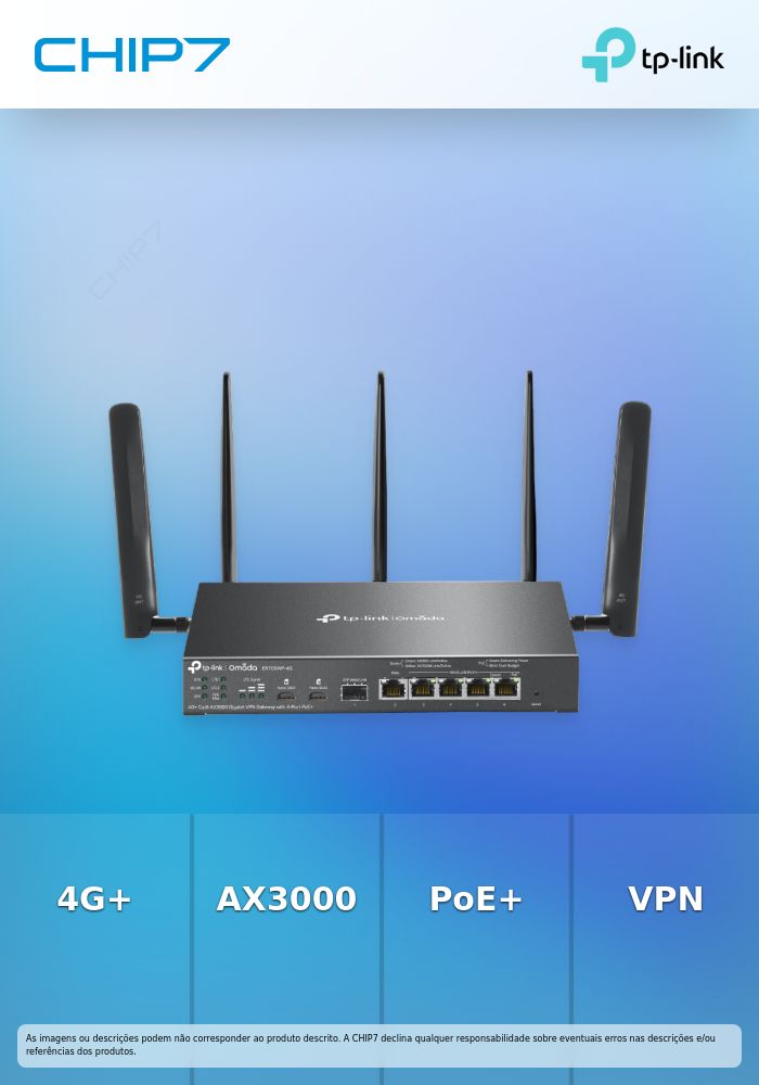 Omada 4G+ Cat6 AX3000 Gigabit VPN Gateway with 4-Port PoE+