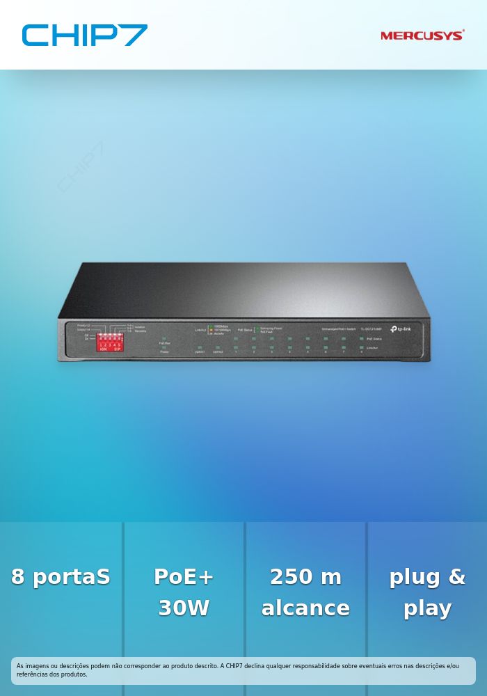 MERCUSYS SWITCH 10 X 1000 DESKTOP COM 8 PORTAS POE+