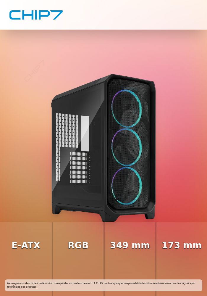 Caixa E-ATX Fractal Design Meshify 3 Preta RGB TG Light Tint