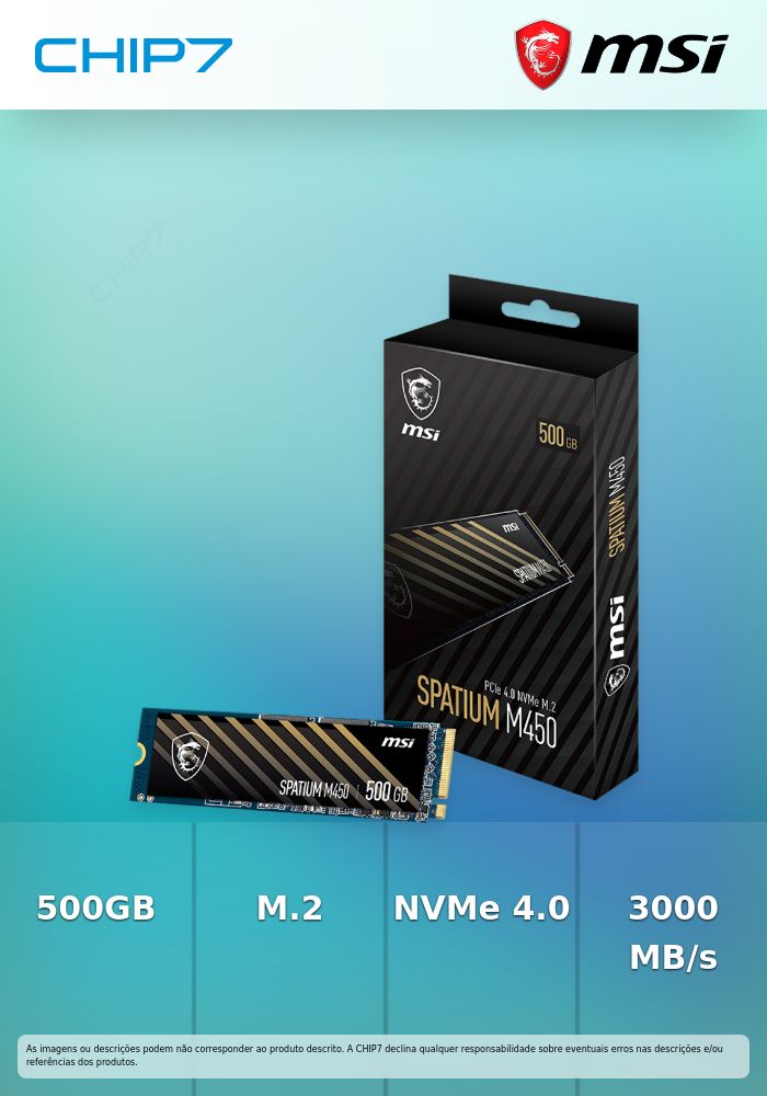 Disco SSD M.2 PCIe 4.0 NVME MSI Spatium 500GB V1