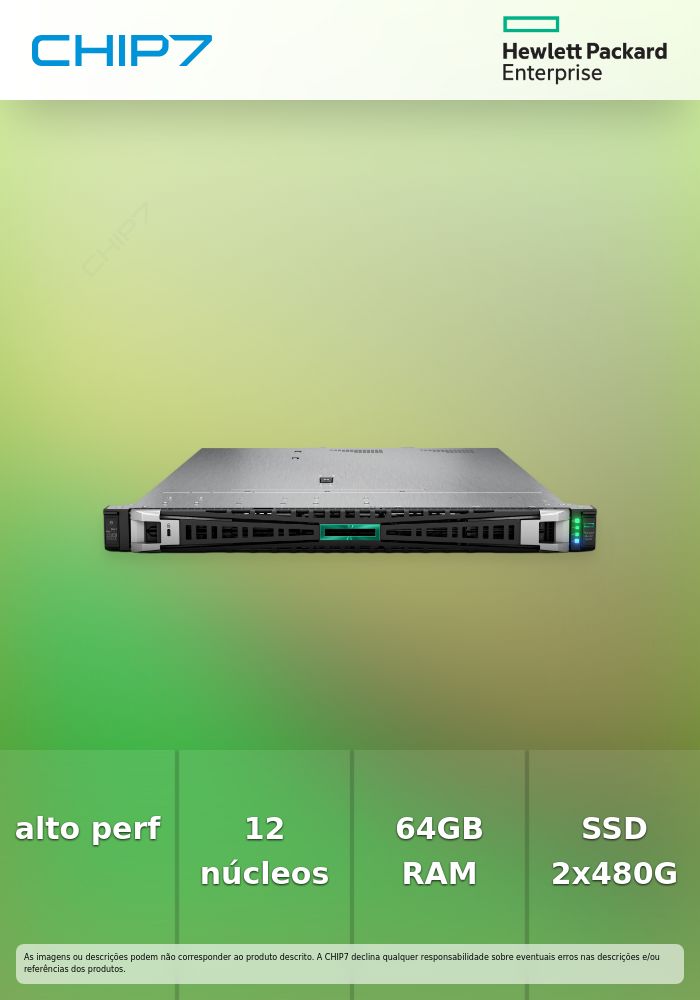 HPE ProLiant DL320 Gen11 4510 12c 1P 2x32GB-R 8SFF MR408i-o 2x480GB SATA SSD 2x1000W PS EU Server