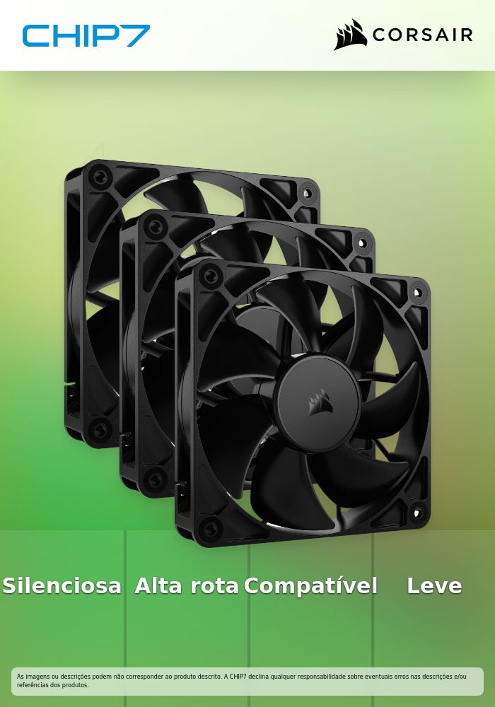 Ventoinha Corsair RS120 PWM Preta 120mm (Pack 3)