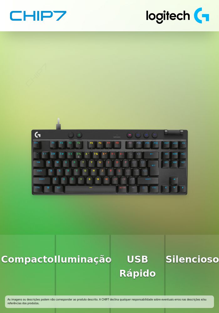 Logitech G PRO X RAPID - Teclado - TKL - luz traseira - USB - QWERTY - Padrão internacional americano - interruptor: Linear - preto