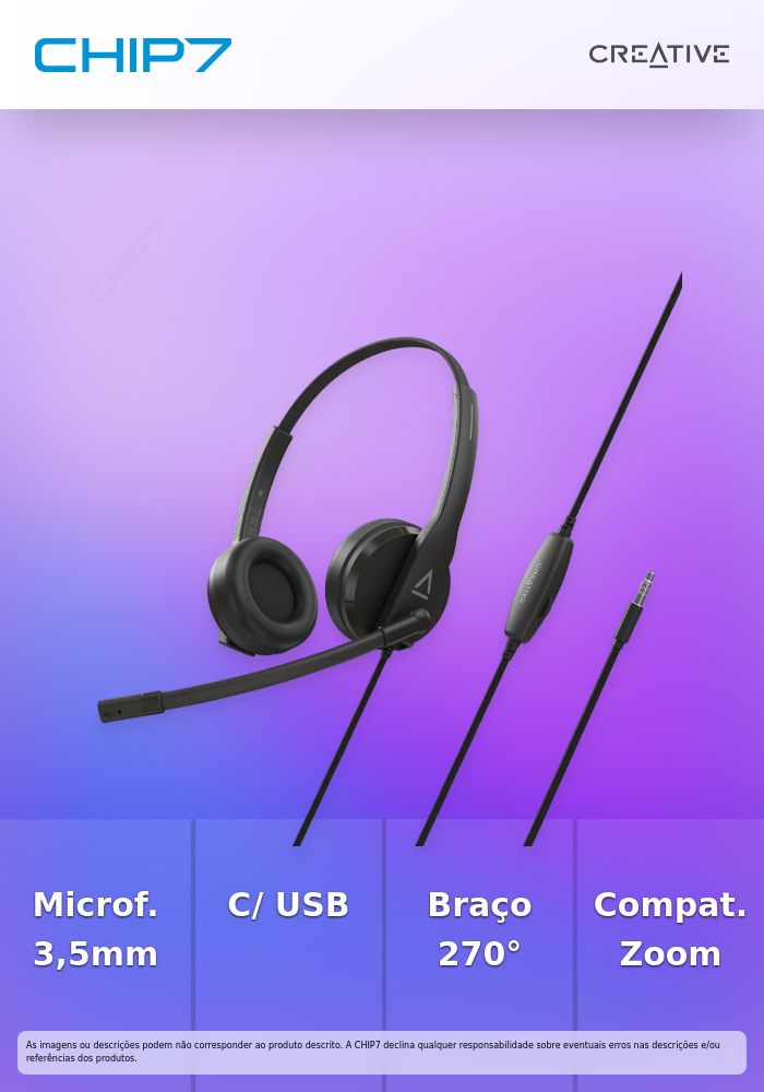 CREATIVE HEADSET CHATMAX HS-230  NOISE CANCEL C/COMANDO 3.5
