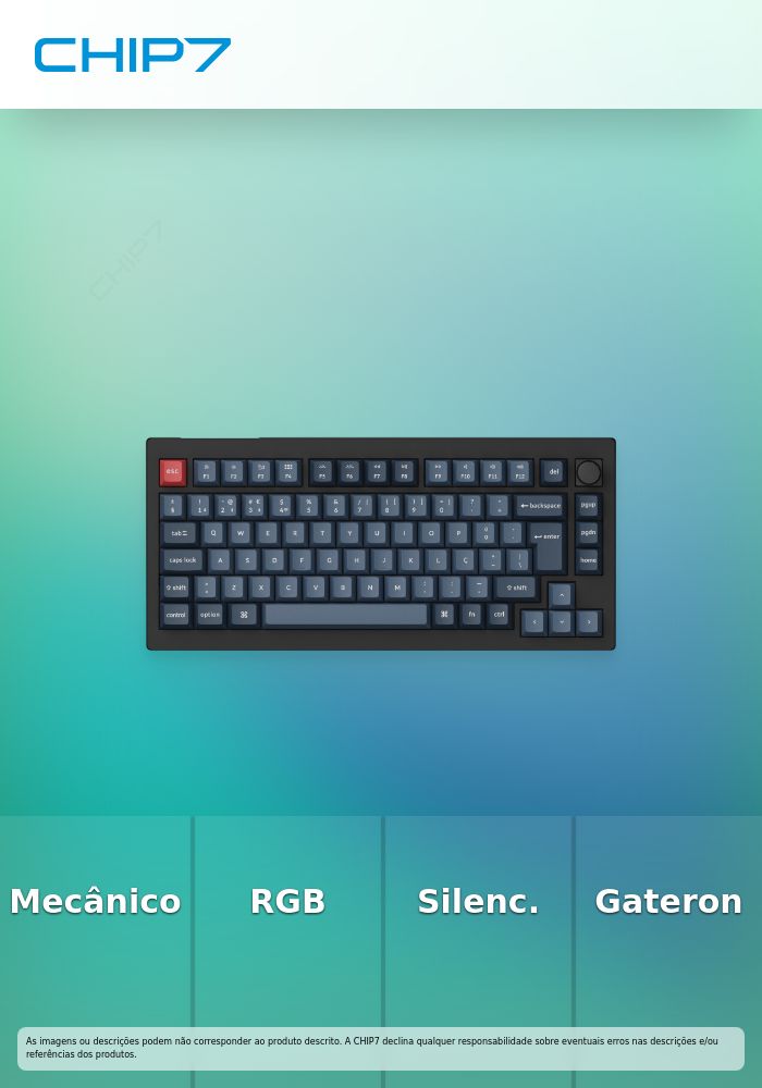 Teclado Mecânico Keychron V1 Max 75% Wireless Gateron Jupiter Switch Brown Tactile