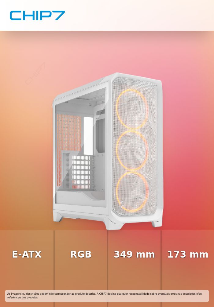 Caixa E-ATX Fractal Design Meshify 3 Branca RGB TG Light Tint
