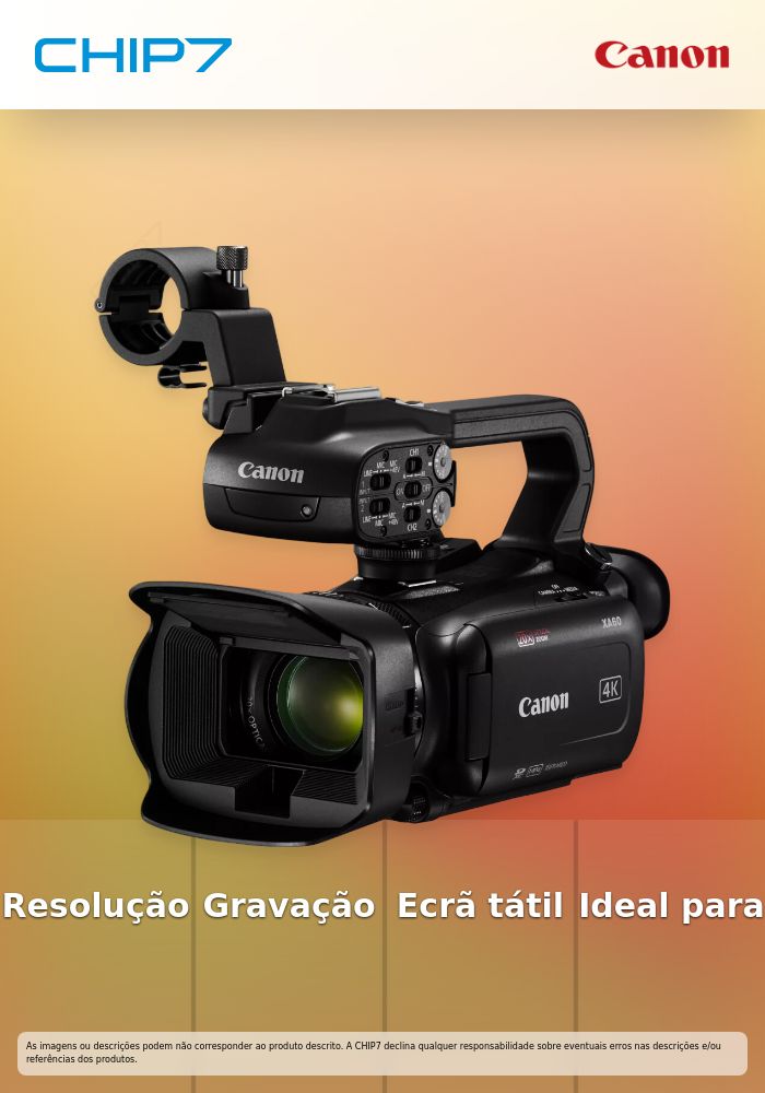 Profissional XA60 - 4K UHD/25P – MP4 até 150 Mbps e XF-AVC até 160 Mbps, Ecrã tátil de 3,5