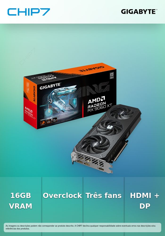 GIGABYTE VGA RX 9060 XT GAMING 16GB OC 3XVENT GDDR6 HDMI 2DP