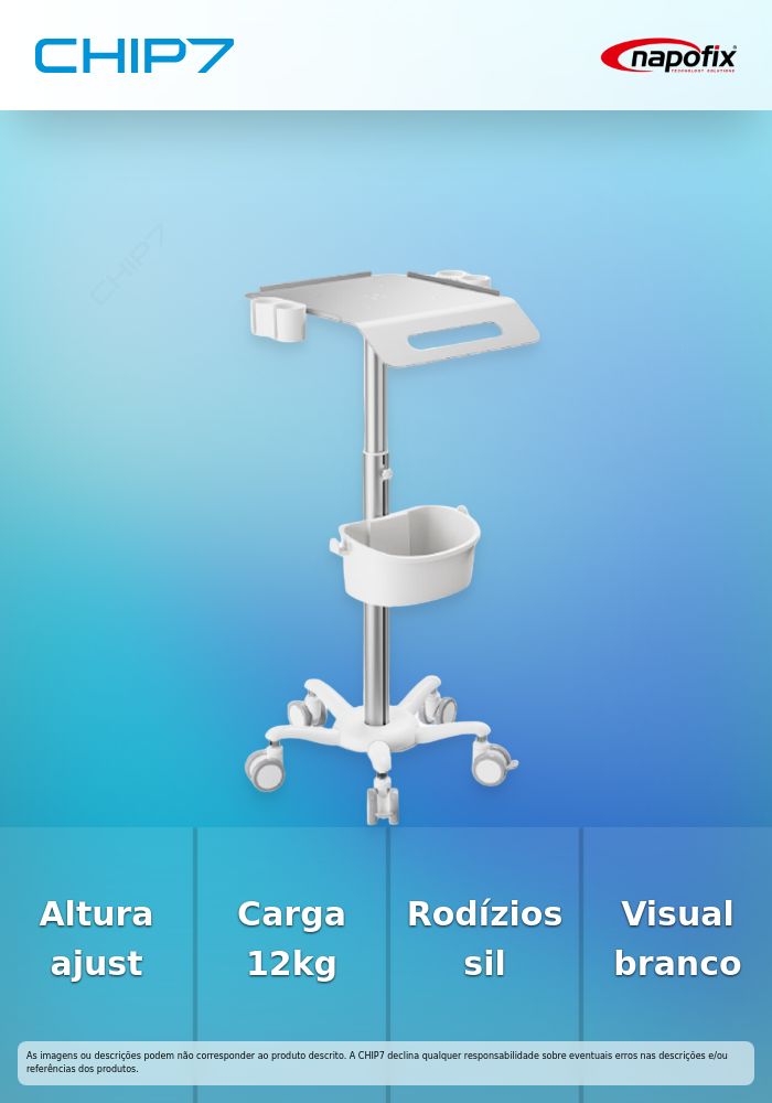 Napofix Suporte de Chão Móvel Branco para portátil - MEDC3500A