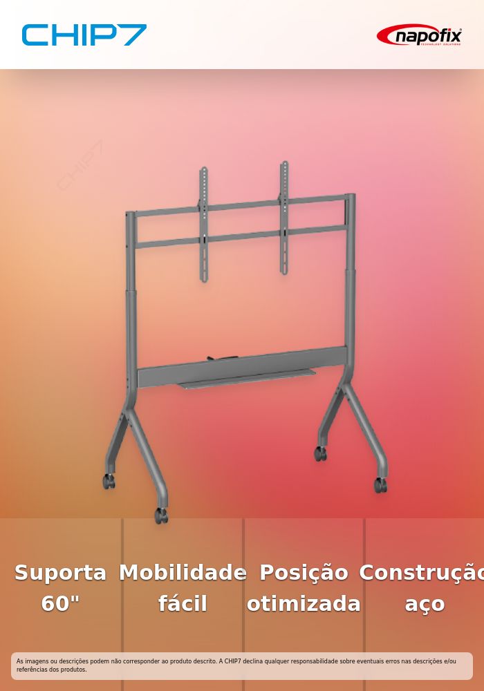 Napofix Suporte de Chão Móvel Horizontal para TVs de 60