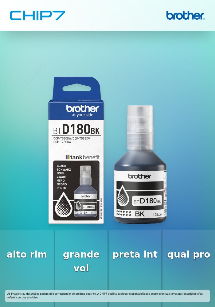 Frasco de tinta Preta, Duração estimada: até 7.500 Páginas