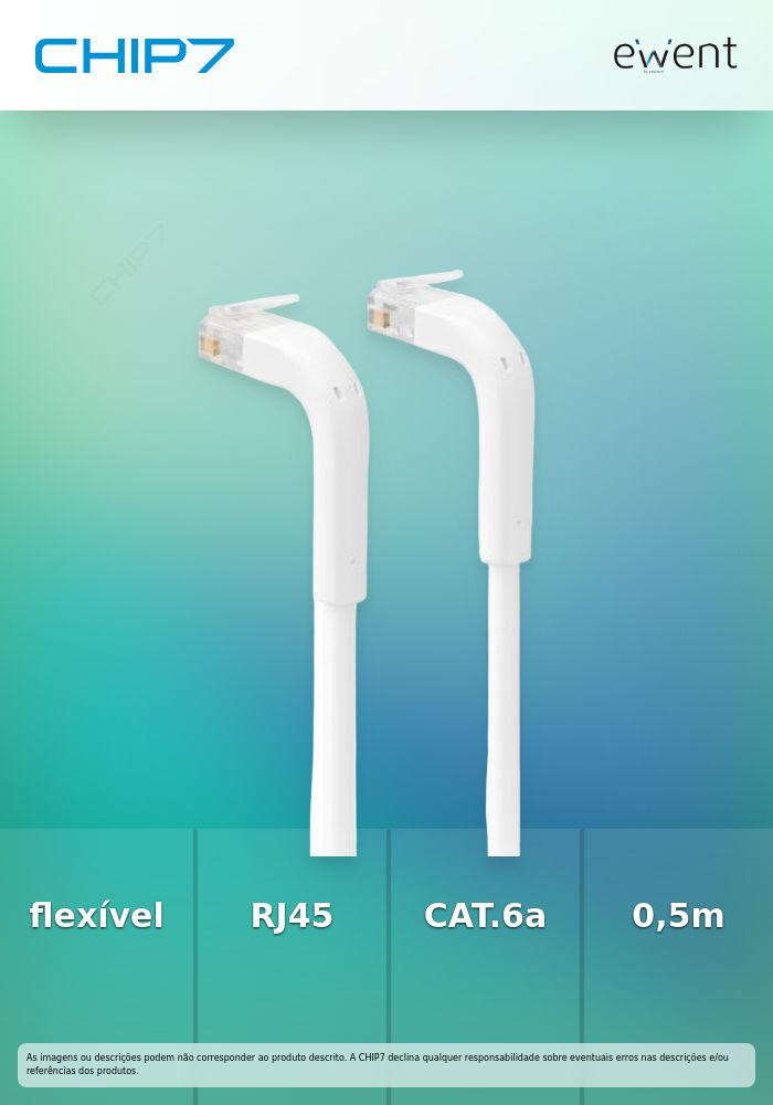 Slim Patch cable CAT.6a U/UTP Flexible Plug RJ45 AWG32/7, CU, 0,5m white » preço válido até nova comunicação