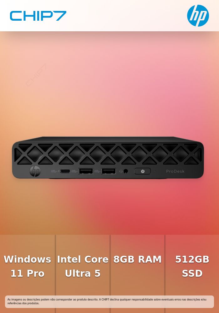 HP ProDesk 4 Mini G1i - Intel Core Ultra 5 235T / 8GB RAM / 512GB SSD / Windows 11 Pro
