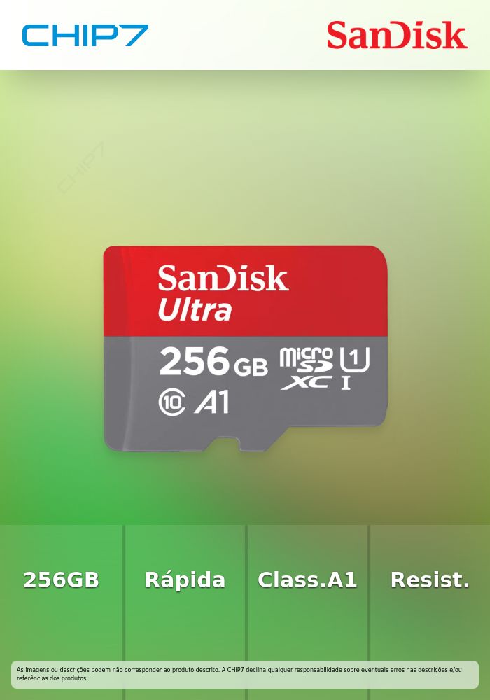 Cartão SanDisk Ultra MicroSDHC/SDXC C10 A1 UHS-I 256GB
