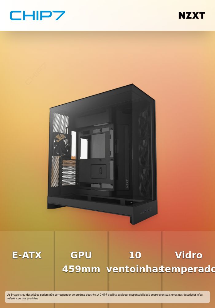 Caixa E-ATX NZXT H9 Flow Preta (2025) Vidro Temperado