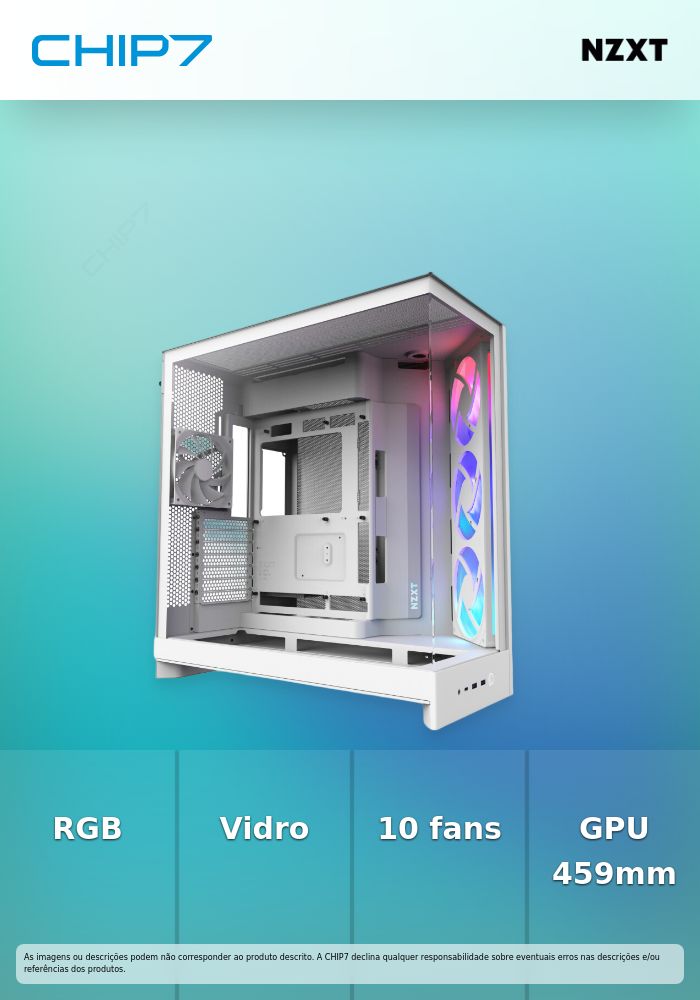Caixa E-ATX NZXT H9 Flow RGB Branca (2025) Vidro Temperado