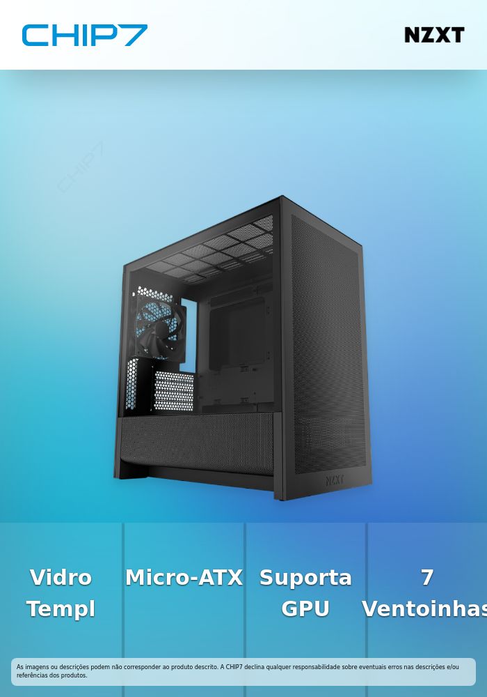 Caixa Micro-ATX NZXT H3 Flow Preta Vidro Temperado