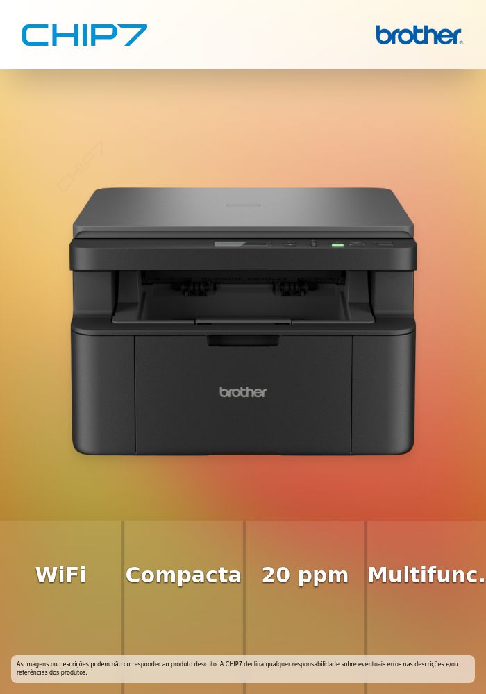 DCPL1640W - Impressora multifunções laser monocromática compacta com WiFi. Impressora | Copiadora | Scanner. Bandeja 150 folhas - Velocidade 20 ppm - Conexão WiFi, Fast Ethernet e móvel