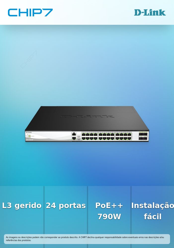 D-Link DXS 3130-28P - Interruptor - L3 - Administrado - 24 x 1/2.5/5/10GBase-T (PoE++) + 4 x 10 Gigabit / 25 Gigabit SFP28 - montável em trilho - PoE++ (790 W)