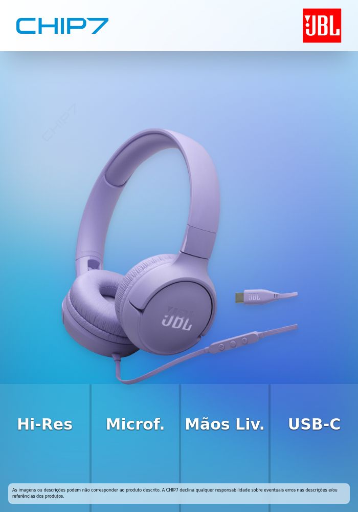 JBL HEADPHONES TUNE T520  USB-C PURPLE