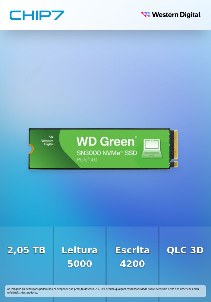 Disco SSD Western Digital Green SN3000 2TB Gen4 M.2 NVMe (5000/4200MB/s)