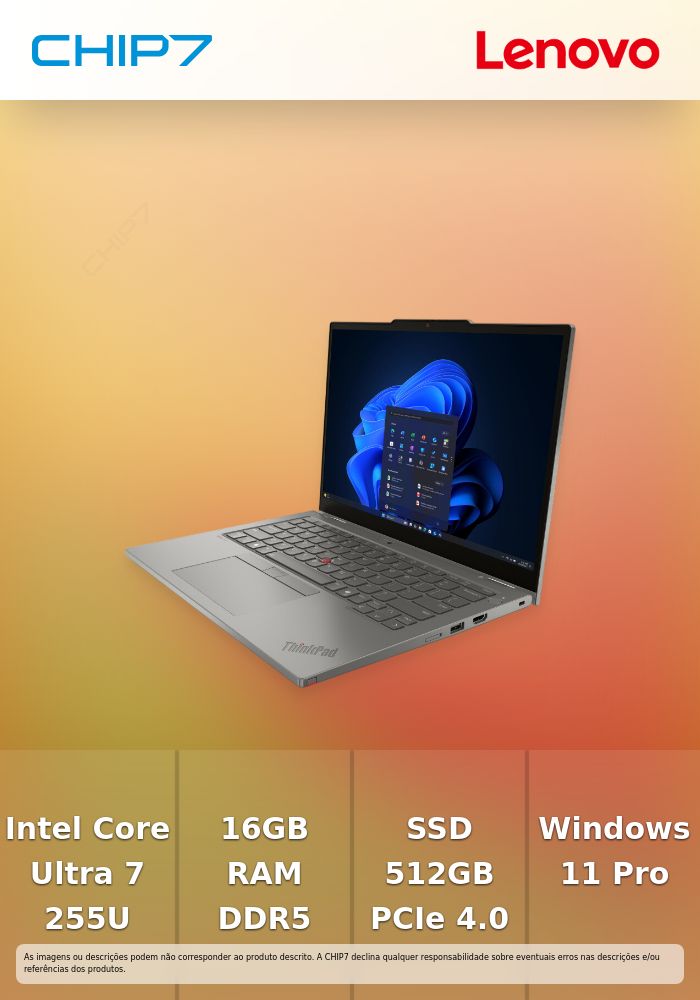 Portátil 2-em-1 Lenovo ThinkPad L13 Gen 6 – Intel Core Ultra 7 255U / 16GB RAM / 512GB SSD / 13.3
