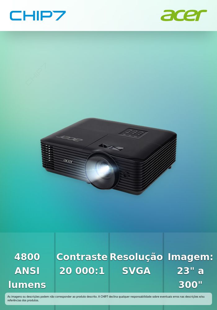 Projetor Acer X119H DLP SVGA – 4800 ANSI Lumens / 20 000:1 / HDMI / 300
