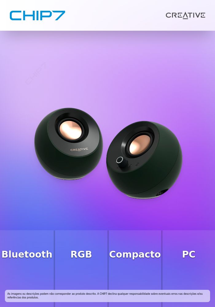 CREATIVE COLUNAS PEBBLE PRO 2.0 USB-C & BLUETOOTH 5.3 RGB BLACK
