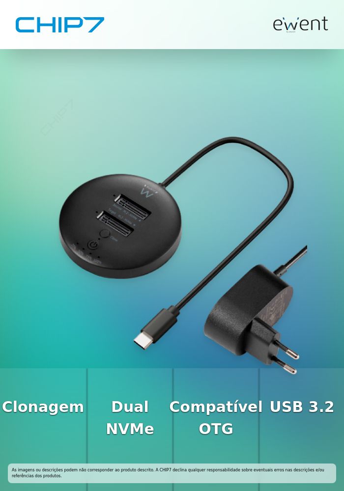 USB 3.2 Gen2 Dual Bay SSD NVMe SSD Docking Station, cloning function » preço válido até nova comunicação