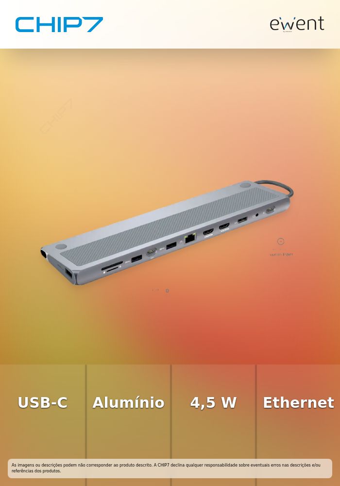 EWENT DOCK USB-C 2xHDMI 4K 1xDP 1xRJ45 1xUSBC 3xUSBA3.2 PD 100W CARD READER