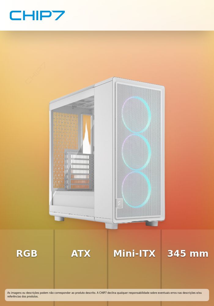 Caixa ATX Fractal Design Epoch White Tempered Glass RGB Light Tint
