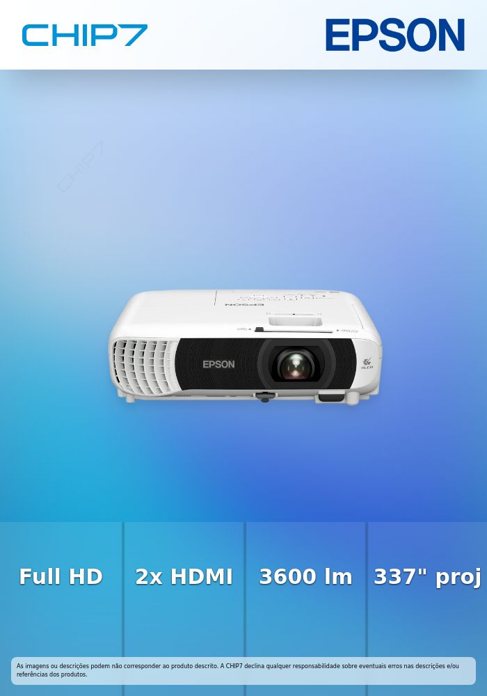 Projetor Epson EB-FH08 Full HD 2x HDMI 3600 Lumens Ecrã Grande até 337