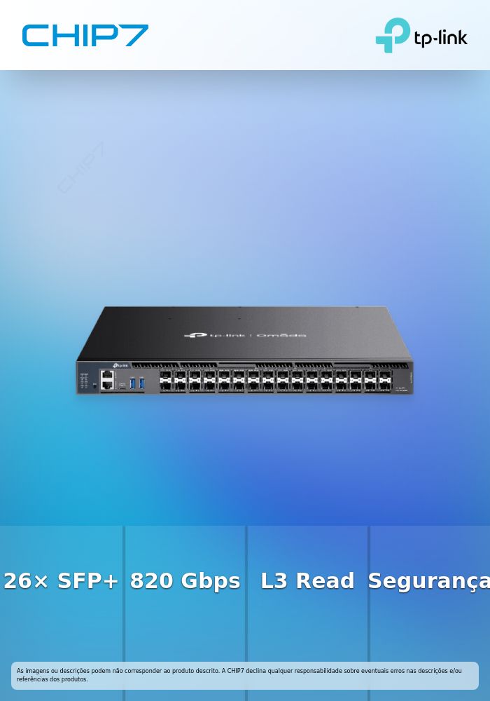 TP-LINK OMADA 26-PORT 10G STACKABLE L3 MANAGED AGGREGATION SWITCH WITH 6 25G SLO