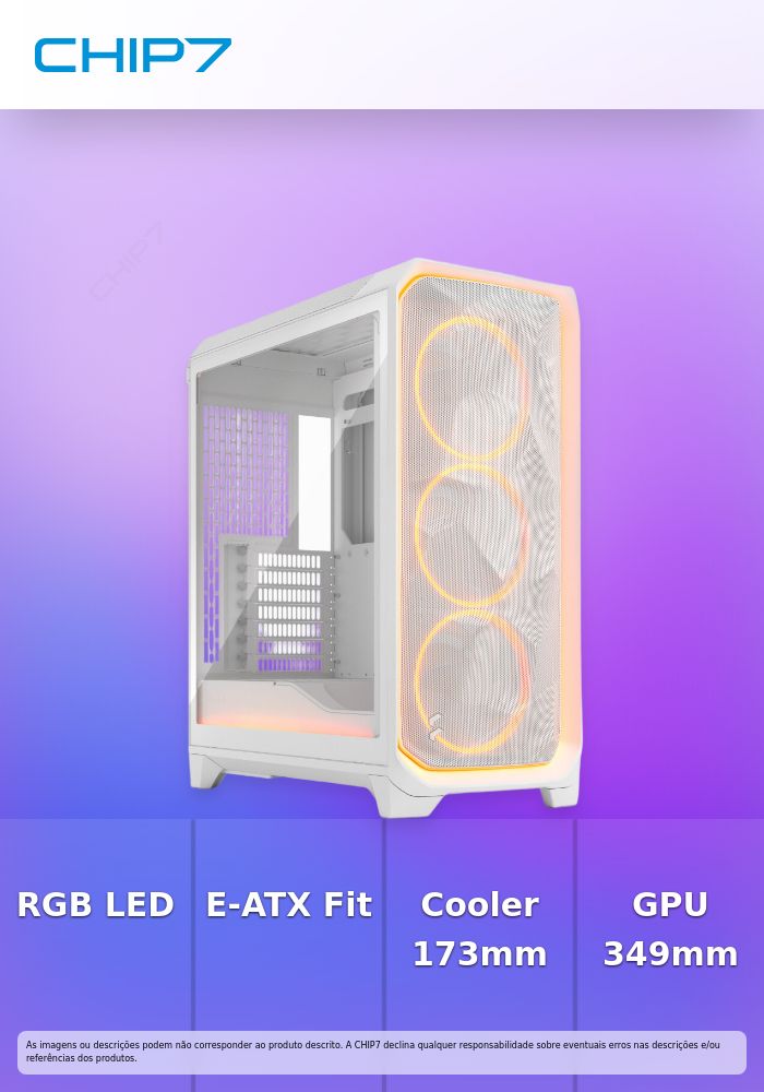 Caixa E-ATX Fractal Design Meshify 3 Ambience Pro RGB Branca TG Clear Tint
