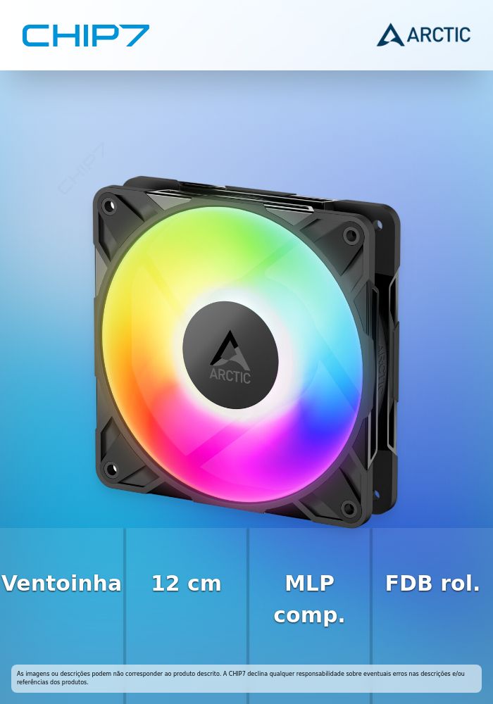 Ventoinha Arctic P12 PRO PWM PST ARGB 120mm - Preto