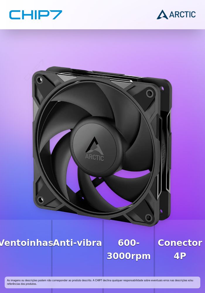 Ventoinha Arctic P12 PRO PWM PST CO 120mm - Preto