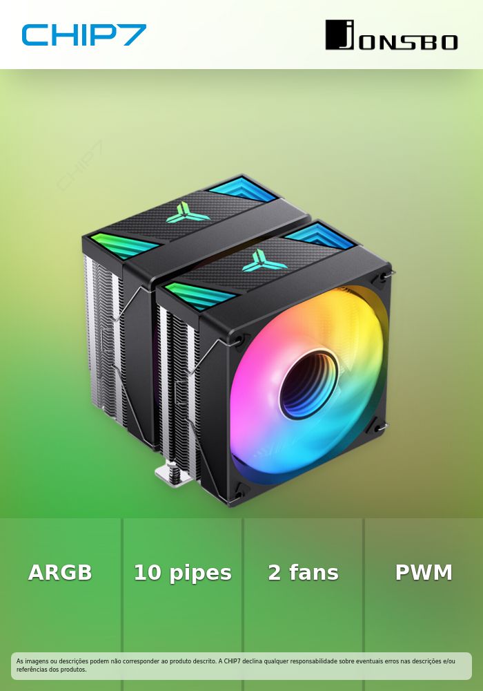 Cooler CPU Jonsbo CR-3000 ARGB Preto - 2x 120mm